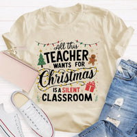 Humorous Holiday Educator Graphic Tee, Silent Classroom Teacher Christmas Shirt, Xmas School Humor T-Shirt, Winter Teacher Present