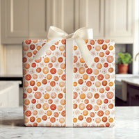 Watercolor Snowflake Wrapping Paper, Dried Orange Wrapping Paper, Rustic Holiday Wrapping Paper, Christmas Gift Wrap Roll