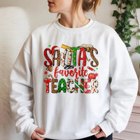 Festive School Holiday Crewneck, Santa's Favorite Teacher Sweatshirt, Teacher Christmas Sweater, Adorable Educator Holiday Pullover Present