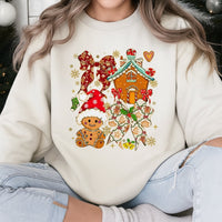 Holiday Gingerbread House Sweater, Gingerbread Man Christmas Sweatshirt, Adorable Xmas Pullover, Festive Christmas Crewneck, Winter Present
