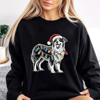 Aussie Santa Lights Sweatshirt, Australian Shepherd Christmas Sweatshirt, Adorable Shepherd Dog Holiday Sweater, Pet Lover Xmas Crewneck