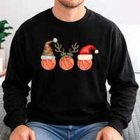 Santa Hat Reindeer Graphic Crewneck, Basketball Christmas Sweatshirt, Holiday Sports Pullover, Basketball Player Sweatshirt, Holiday Present