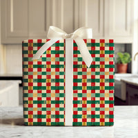 Distressed Checkerboard Gift Wrap, Vintage Christmas Wrapping Paper, Rustic Holiday Grid Wrapping Paper, Comfy Winter Present Gift Wrap