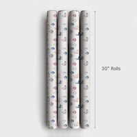 Christmas Ornaments Gift Wrap, Watercolor Ice Skates Wrapping Paper, Pastel Winter Holiday Wrapping Paper, Festive Seasonal Gift Wrap