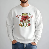 Humorous Christmas Frog Crewneck, Merry and Bright Frog Sweatshirt, Adorable Holiday Animal Sweater, Winter Frog Lover Pullover, Comfy Xmas Present