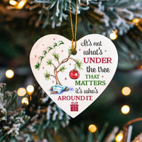 Ceramic Quote Keepsake, It's Not What's Under the Tree Ornament, Christmas Heart Ornament, Festive Tree Heart Ornament, Holiday Present