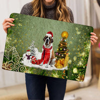 Holiday Dog Welcome Mat, Saint Bernard Christmas Doormat, Saint Bernard Xmas Entryway Rug, Winter Door Mat, Dog Lover Christmas Present