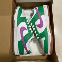 Low Top Sneakers, White Green Colorway, Lace Up Design, Casual Gift for Sneaker Fans