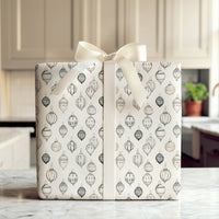 Retro Holiday Gift Wrap, Vintage Ornament Christmas Wrapping Paper, Elegant Xmas Bauble Wrapping Paper, Classic Holiday Gift Wrapping Paper
