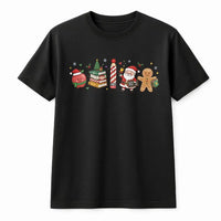 Adorable Bookish Christmas Tree Tee, Christmas Characters Shirt, Santa Gingerbread Man T-Shirt, Holiday Book Lover Graphic Tee, Xmas Present