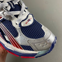 Low Top Sneakers, Blue Red Silver Colorway, Lace Up Design, Casual Gift for Sneaker Fans