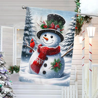 Double Sided Christmas Yard Flag, Snowman Welcome Winter Garden Flag, Holiday Snowman Lawn Flag, Winter Outdoor Decor Present
