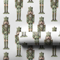 Camo Soldier Christmas Gift Wrap, Military Camouflage Nutcracker Wrapping Paper, Army Holiday Wrapping Paper Roll, Patriotic Present Wrap