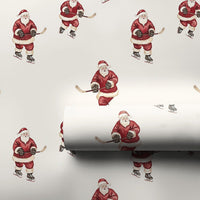 Ice Hockey Christmas Gift Wrap, Hockey Santa Wrapping Paper, Festive Sports Holiday Wrapping Paper, Santa Skater Gift Wrap Roll