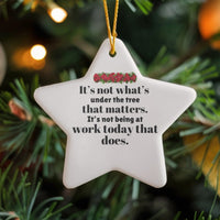 Humorous Coworker Christmas Ornament, Humorous Not Being at Work Today Star Ornament, Secret Santa Office Present, Star Ceramic Tree Ornament