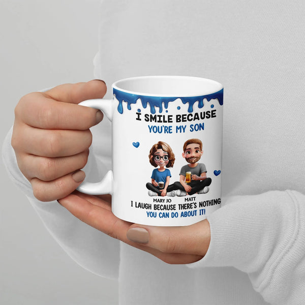 Custom Mom Son Cartoon Coffee Mug, Humorous Mother and Son Ceramic Mug, Son Birthday Coffee Cup, Christmas Present for Son fr