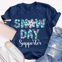 Polka Dot Winter Holiday Graphic Tee, Snow Day Supporter Snowflake Shirt, Christmas Season T-Shirt, Adorable Teacher Winter Present