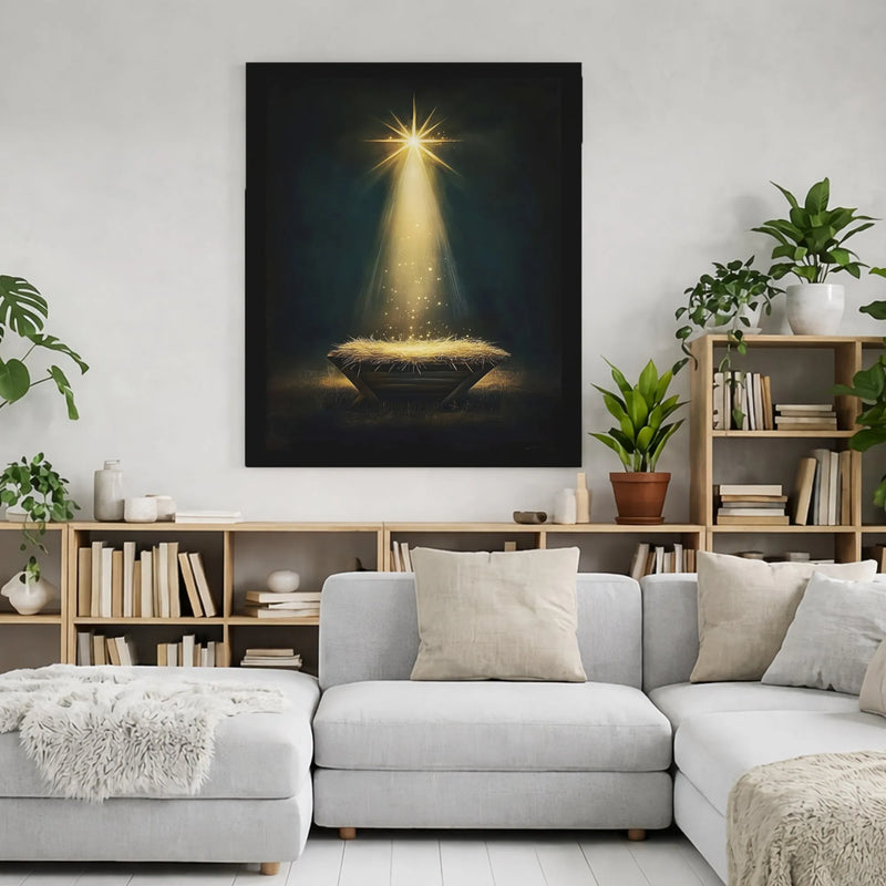Star of Bethlehem Manger Canvas Print, Nativity Scene Canvas Wall Art, Religious Christmas Wall Decor, Holy Night Christian Canvas Art