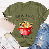 Humorous Spanish Teacher Holiday Graphic Tee, Tis the Season for Tamales Spanish Teacher Shirt, Festive Tamale T-Shirt, Christmas Teacher Present