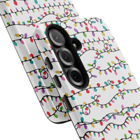 Holiday String Bulb Phone Cover, Colorful Christmas Lights Phone Case, Festive Xmas Pattern Phone Case, Dual Layer Shockproof Samsung Case