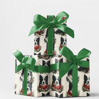 Festive Winter Dog Gift Wrap Roll, Border Collie Christmas Wrapping Paper, Holiday Collie Pet Wrapping Paper, Dog Lover Present Paper