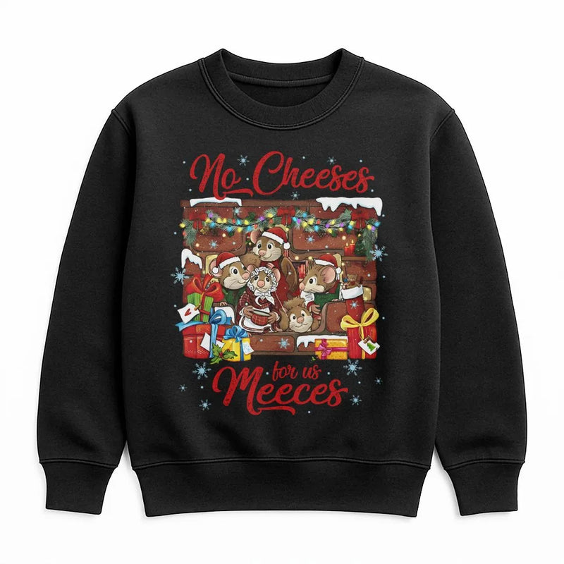 No Cheeses for Us Meeces Graphic Crewneck, Adorable Mouse Christmas Sweatshirt, Humorous Muppet Holiday Sweater, Nostalgic Xmas Pullover Present