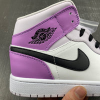 Mid Top Sneakers, White Black Purple Colorway, Lace Up Design, Casual Gift for Sneaker Fans
