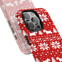 Ugly Holiday Dog Sweater Phone Case, Scottish Terrier Christmas Phone Case, Festive Dual Layer Phone Cover, Xmas Present for Scottie Lovers