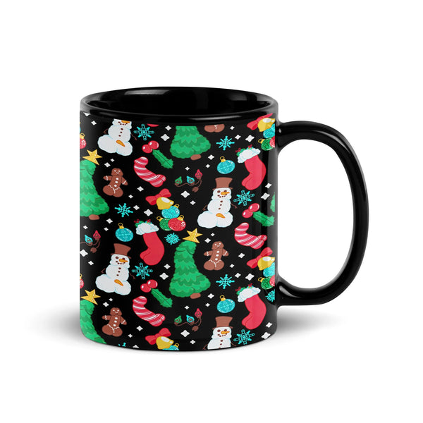 Festive Snowman Gingerbread Tree Coffee Mug, Christmas Holiday Mug, Adorable Winter Holiday Pattern Ceramic Cup, Xmas Season 