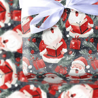Watercolor Caroler Christmas Gift Wrap, Singing Santa Wrapping Paper, Dark Blue Holiday Wrapping Paper, Caroling Gift Wrap Roll