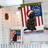 Meowy Catmas Bombay Yard Flag, Black Cat Christmas Garden Flag, Double Sided Holiday Cat Lawn Flag, Christmas Pet Lover Yard Decor