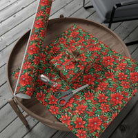 Holly Berry Gift Wrap, Red Poinsettia Wrapping Paper, Christmas Floral Gift Wrapping Paper, Botanical Holiday Wrap, Festive Present Paper
