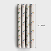 Blue Helmet Santa Gift Wrap, Watercolor Santa Claus Wrapping Paper, Whimsical Christmas Wrapping Paper, Fun Holiday Present Wrapping Paper