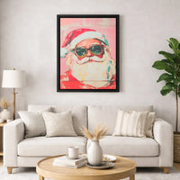 Sunglasses Santa Canvas Print, Cool Santa Claus Canvas Wall Art, Modern Christmas Canvas Decor, Retro Holiday Wall Art, Festive Present