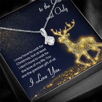 14k White Gold CZ Ribbon Necklace, Christmas Ribbon Pendant Necklace for Girlfriend, Romantic Holiday Jewelry, Xmas Present for Girlfriend Her