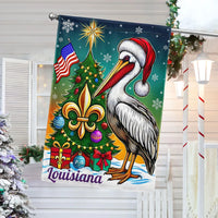 Santa Hat Fleur-de-Lis Yard Flag, Louisiana Pelican Christmas Garden Flag, Double Sided Holiday Garden Flag, Southern Xmas Lawn Decor