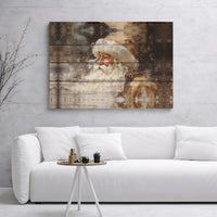 Vintage Wood Grain Holiday Canvas Art, Rustic Santa Claus Canvas, Christmas Farmhouse Canvas Print, Winter Wall Decor, Xmas Home Decor Present