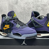 Mid Top Sneakers, Purple Gold Colorway, Lace Up Design, Casual Gift for Sneaker Fans