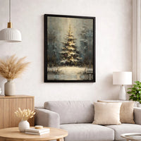 Glowing Winter Forest Canvas Print, Christmas Tree Canvas Wall Art, Impressionist Snow Canvas Art, Holiday Digital Download, Printable Decor