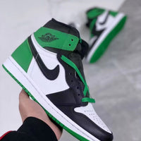High Top Sneakers, White Black Green Colorway, Lace Up Design, Casual Gift for Sneaker Fans