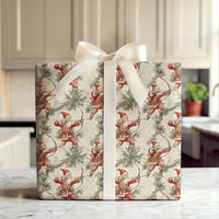 Bow and Arrow Holiday Gift Wrap, Vintage Santa Archer Wrapping Paper, Pine Holly Christmas Wrapping Paper, Antique Archer Gift Wrap Roll