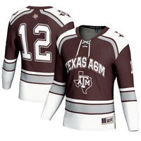 #12 Texas A&M Aggies Hockey Fashion Jersey – Maroon
