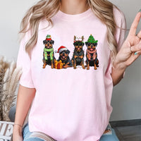 Festive Dog Mom Holiday Shirt, Rottweiler Christmas T-Shirt, Adorable Dog Lover Graphic Tee, Xmas Pet Owner T-Shirt, Holiday Dog Lover Present