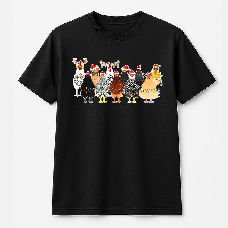 Santa Hat Farm Animal T-Shirt, Chicken Christmas Shirt, Festive Chicken Tee, Humorous Farmer Holiday Graphic Shirt