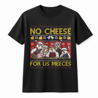 Humorous Christmas Mouse Shirt, No Cheese for Us Meeces T-Shirt, Retro Cartoon Holiday Graphic Tee, Adorable Vintage Mouse Lover Xmas T-Shirt