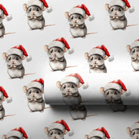 Santa Hat Chinchilla Gift Wrap, Chinchilla Christmas Wrapping Paper, Watercolor Animal Wrapping Paper, Adorable Pet Holiday Gift Wrap