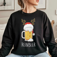 Humorous Beer Reindeer Holiday Crewneck, Reinbeer Christmas Sweatshirt, Ugly Xmas Party Pullover, Humorous Holiday Sweatshirt, Beer Lover Present