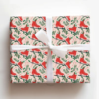 Candy Cane Holiday Gift Wrap, Retro Red Ice Skates Wrapping Paper, Christmas Foliage Wrapping Paper, Pink Winter Holiday Present Wrap Roll
