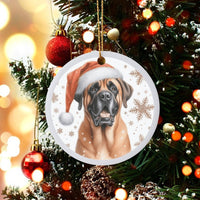 Santa Hat Bullmastiff Christmas Ornament, Bullmastiff Dog Ceramic Ornament, Adorable Pet Lover Holiday Decor, Festive Tree Keepsake Ornament