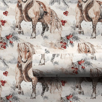 Equestrian Christmas Gift Wrap, Winter Horse Wrapping Paper, Watercolor Horse Holiday Wrapping Paper, Country Farmhouse Present Gift Wrap